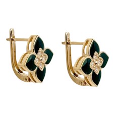 Золоті сережки з вставками чорного цирконію Артикул 2111560101