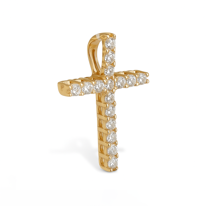 Золота підвіска-хрестик з вставками цирконію Артикул 3108332101