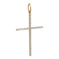 Золота підвіска-хрестик з вставками цирконію Артикул 3108055101