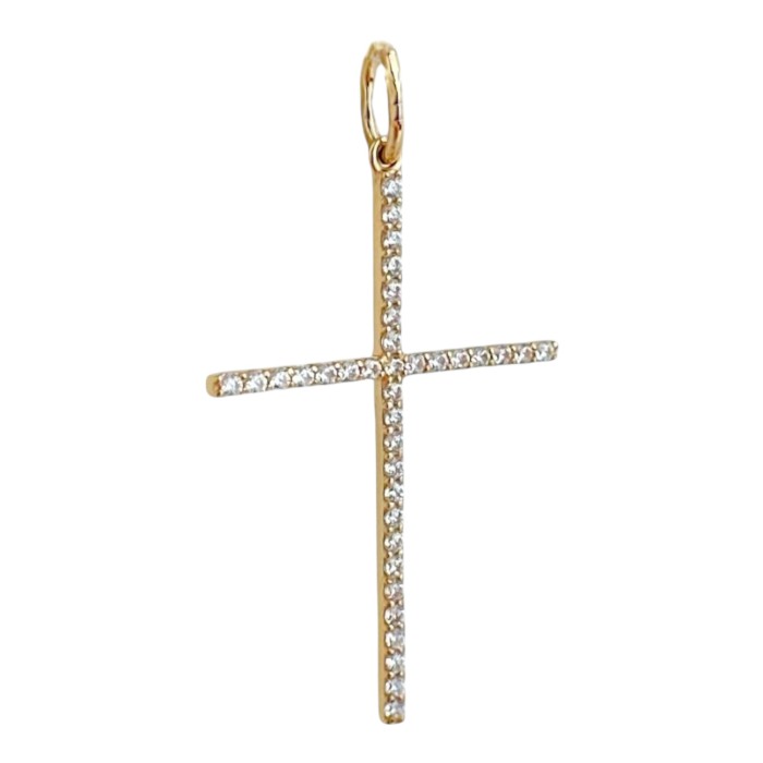 Золота підвіска-хрестик з вставками цирконію Артикул 3108055101