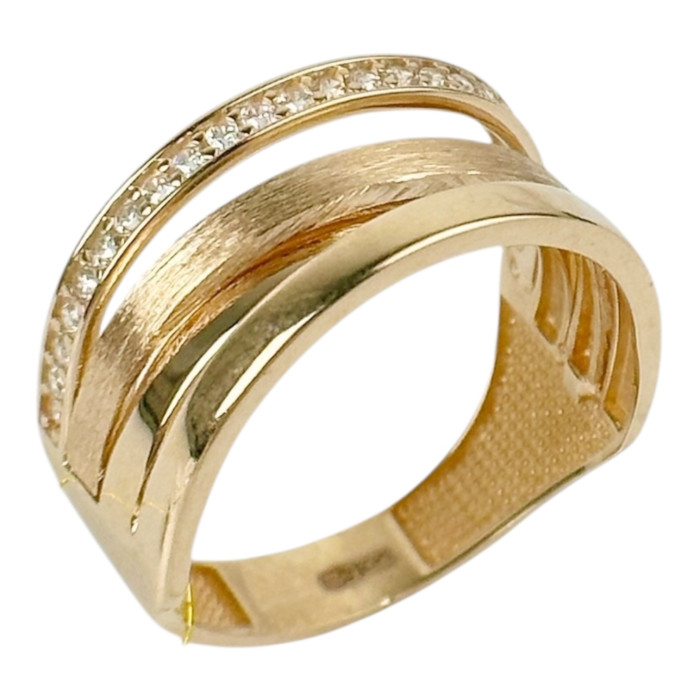 Золота каблучка з вставками фіанітів .0 Артикул GS-01-RingCRT075-10