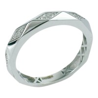 Золота каблучка з білого золота з вставками фіанітів Розмір 17.5 Артикул GS-01-RingCRT076-10