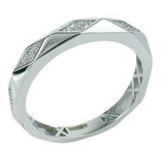 Золота каблучка з білого золота з вставками фіанітів .0 Артикул GS-01-RingCRT076-10