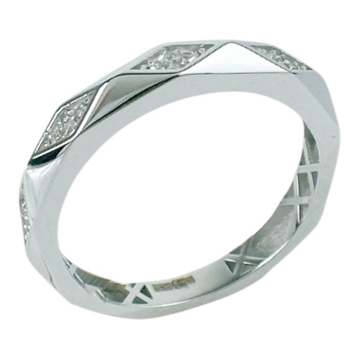 Золота каблучка з білого золота з вставками фіанітів .0 Артикул GS-01-RingCRT076-10