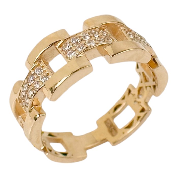 Золота каблучка з вставками фіанітів .0 Артикул GS-01-RingCRT073-10