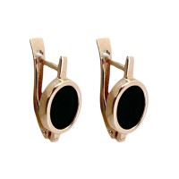Золоті сережки з вставками оніксу Артикул 2/1161/2
