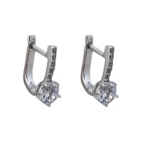 Золоті сережки з білого золота з вставками цирконію Артикул 2102722102