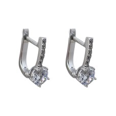 Золоті сережки з білого золота з вставками цирконію Артикул 2102722102