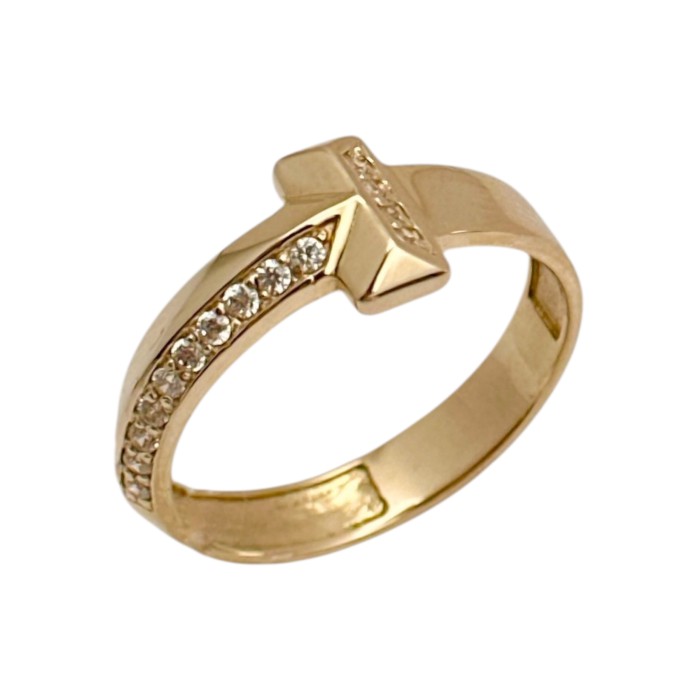 Золота каблучка з вставками фіанітів  Артикул 1/1118