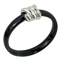 Срібна керамічна каблучка з вставками фіаніту Артикул CZ, Ceramic K10015.18 Розмір 18