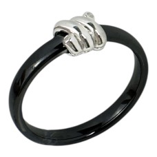 Срібна керамічна каблучка з вставками фіаніту .0 Артикул CZ, Ceramic K10015.18