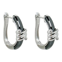 Срібні сережки з вставками кераміки та фіанітів Артикул CZ, Ceramic K10014