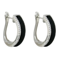 Срібні сережки з вставками кераміки та фіанітів Артикул CZ, Ceramics A11010