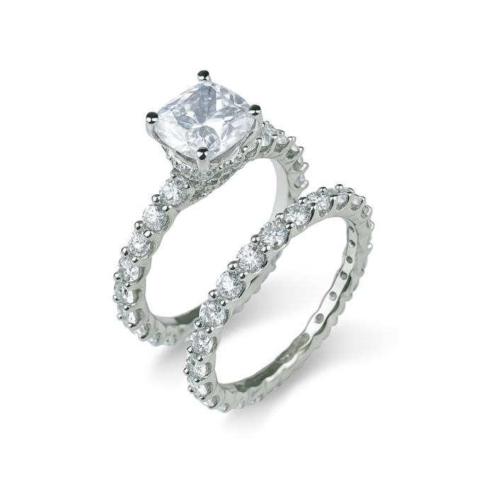 Срібна каблучка з фіанітами Артикул 510405б