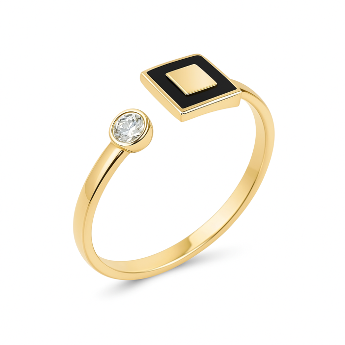 Золота каблучка з вставками цирконію та емалі  Артикул 1111775101