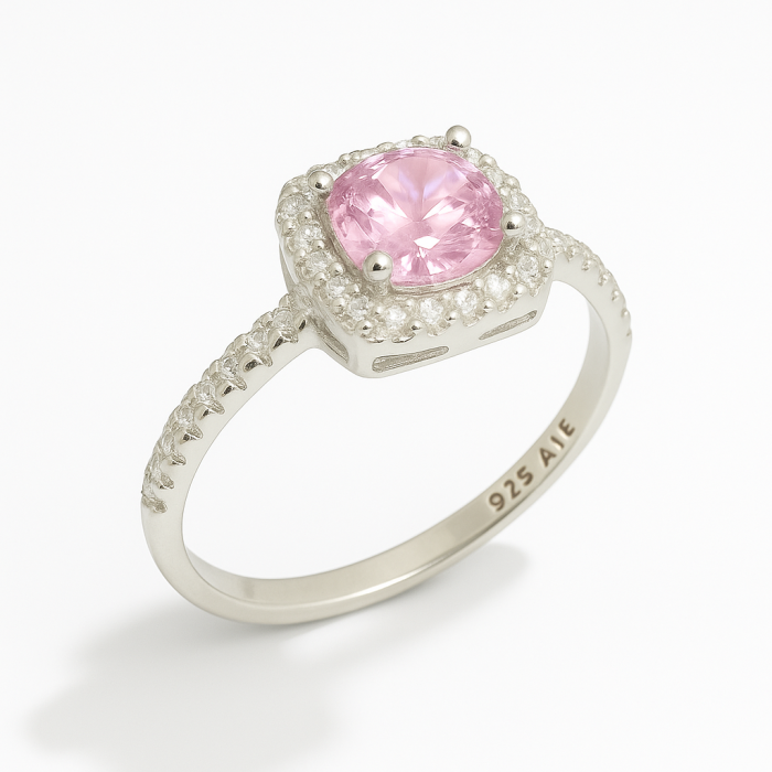 Срібна каблучка з фіанітами  Артикул CH-01-R020-4610