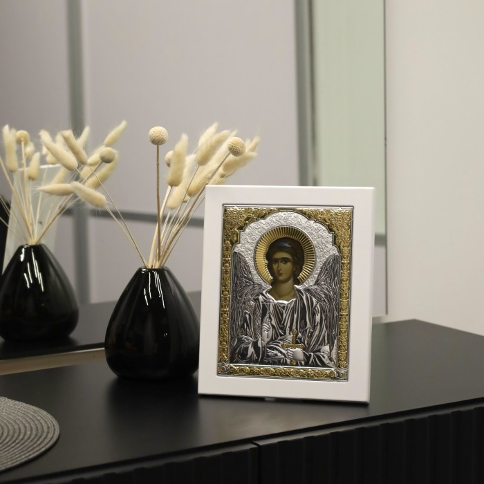 Срібна ікона Ангел-Охоронець Артикул 6702/3W (17,7*21.2 см)