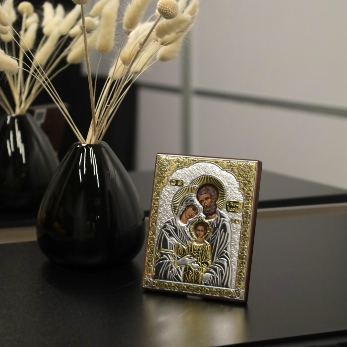 Срібна ікона Свята Родина Артикул 6696/2 (10*12,5 см)