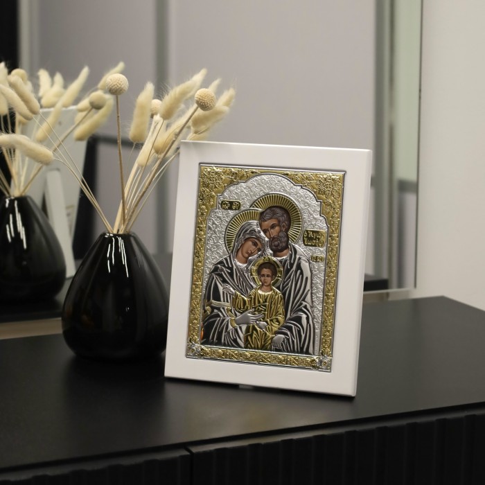 Срібна ікона Свята Родина Артикул 6696/3W (17,7*21,2 см)