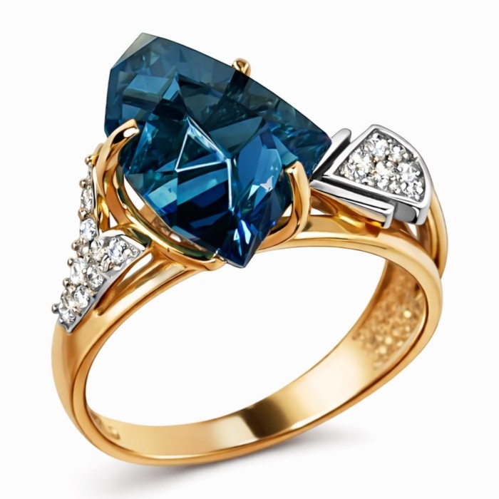 Золота каблучка з блакитним топазом Артикул 371772 .5