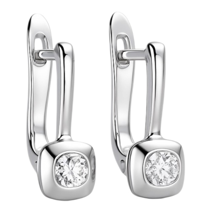 Золоті сережки з білого золота з діамантами Артикул 22961