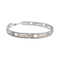 Срібний браслет з золотою пластиною Артикул 067 Розмір 18.5