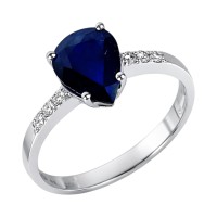 Золота каблучка з білого золота з сапфіром та діамантом Артикул 12241Розмір 17