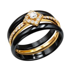 Золота каблучка з керамікою Артикул 11208101К00