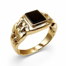 Золота печатка з чорним оніксом Артикул 1571