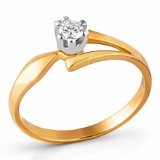 Золота каблучка з фіанітом на заручини Артикул 502007