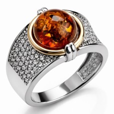 Срібна каблучка з бурштином Артикул 404 .5