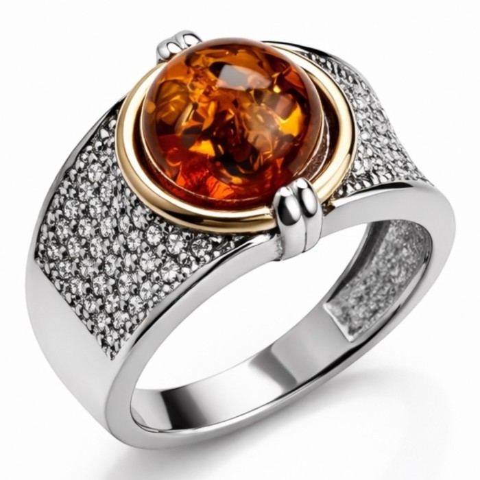 Срібна каблучка з бурштином Артикул 404 .5