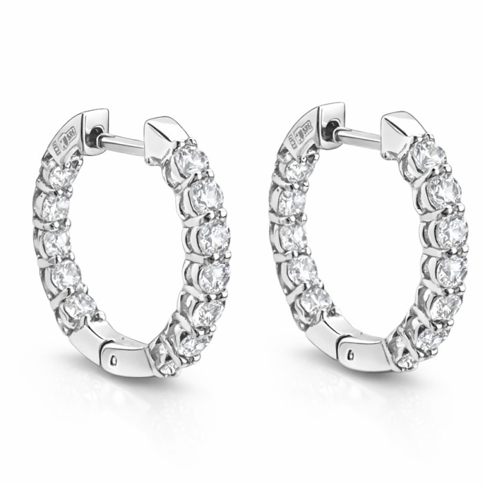 Золоті сережки з білого золота з фіанітами Артикул 2111695102