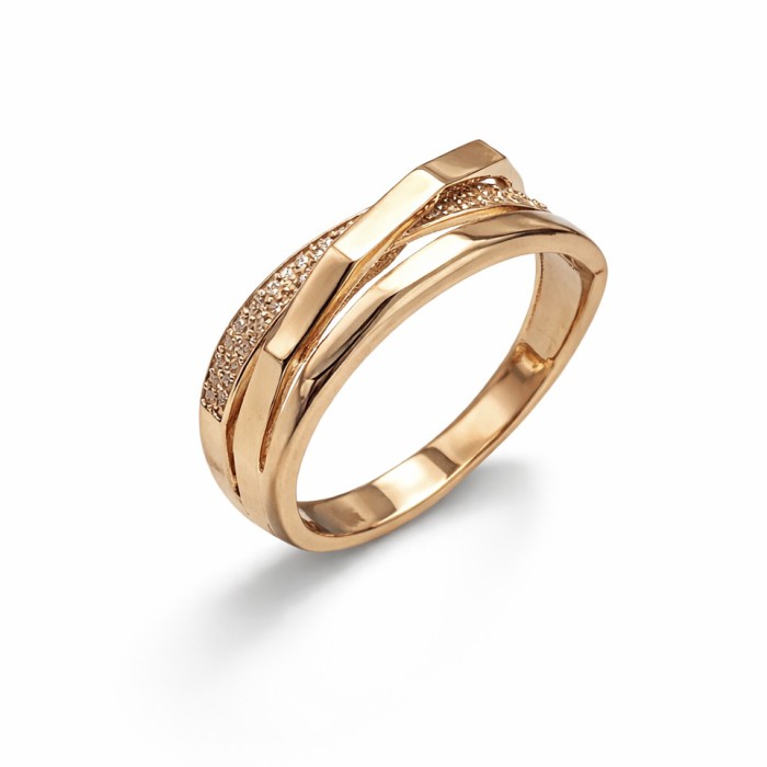 Золота каблучка з фіанітами