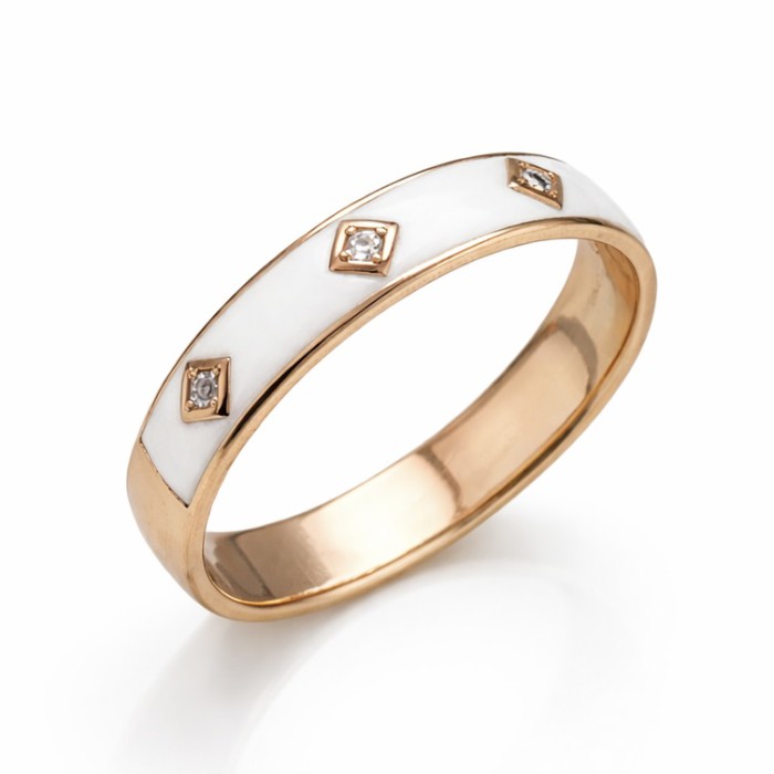 Золота каблучка з білою емаллю Артикул 1106913101