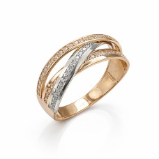 Золота каблучка з фіанітами Артикул 1106453112 Розмір 18