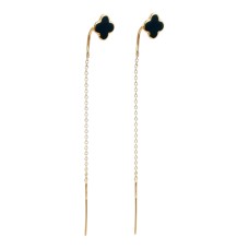 Золоті сережки протяжки "Листок щастя". Артикул 400292Е