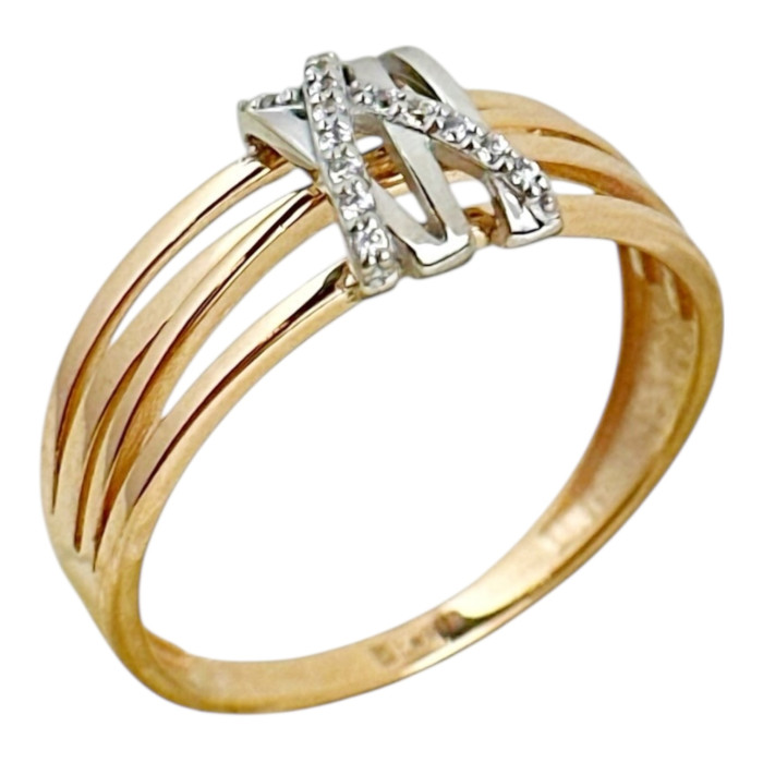 Золота каблучка жіноча з фіанітами Артикул 1192009112