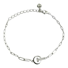 Срібний браслет з фіанітами «Буква T» Розмір 15 Артикул 550304б