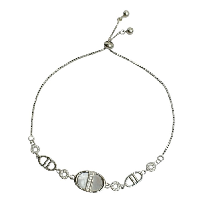 Срібний браслет з перламутром -20 Артикул CH-04-BR063(r)