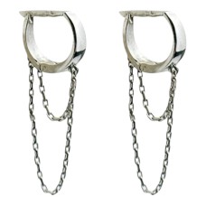 Срібні сережки кільця з ланцюжками Артикул р1234