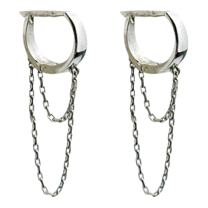 Срібні сережки кільця з ланцюжками Артикул р1234