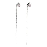 Срібні сережки протяжки з рожевим фіанітом Артикул 521082р