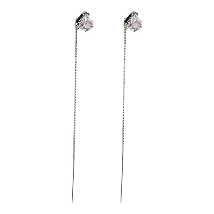 Срібні сережки протяжки з рожевим фіанітом Артикул 521082р