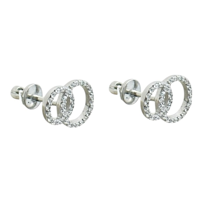 Срібні сережки пусети з фіанітами Артикул ЛК-0198/1р