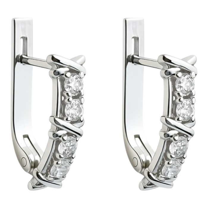 Срібні сережки з фіанітами Артикул ЛК-0436р