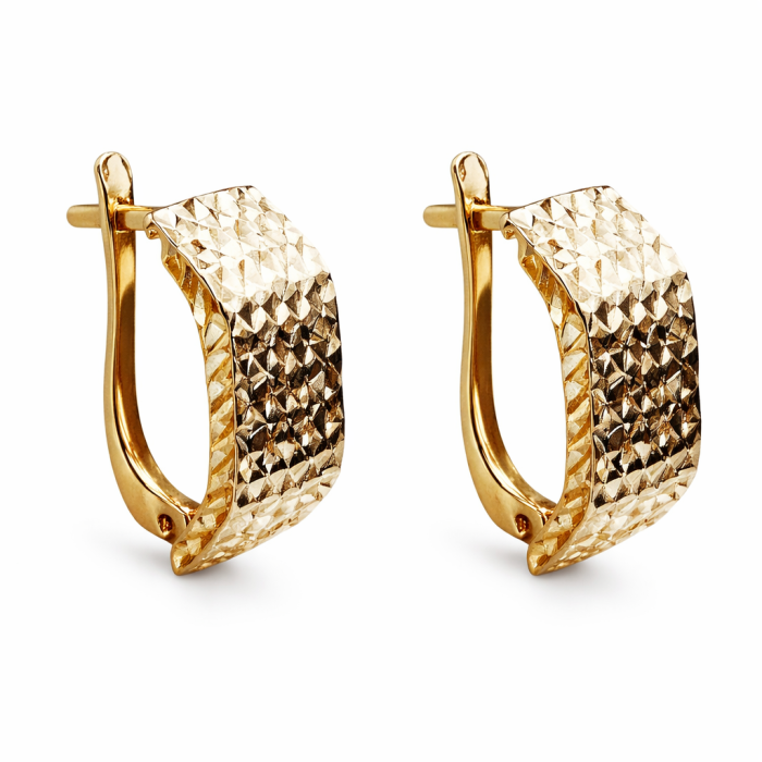 Золоті сережки з алмазною насічкою Артикул 210717