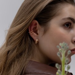 Золоті сережки з алмазною насічкою Артикул 210032_а