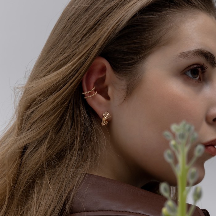 Золоті сережки з алмазною насічкою Артикул 210032_а