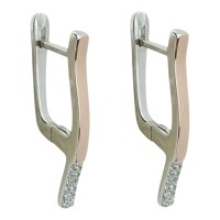 Срібні сережки з золотою пластиною. Артикул 1021С(Ф2).Rh